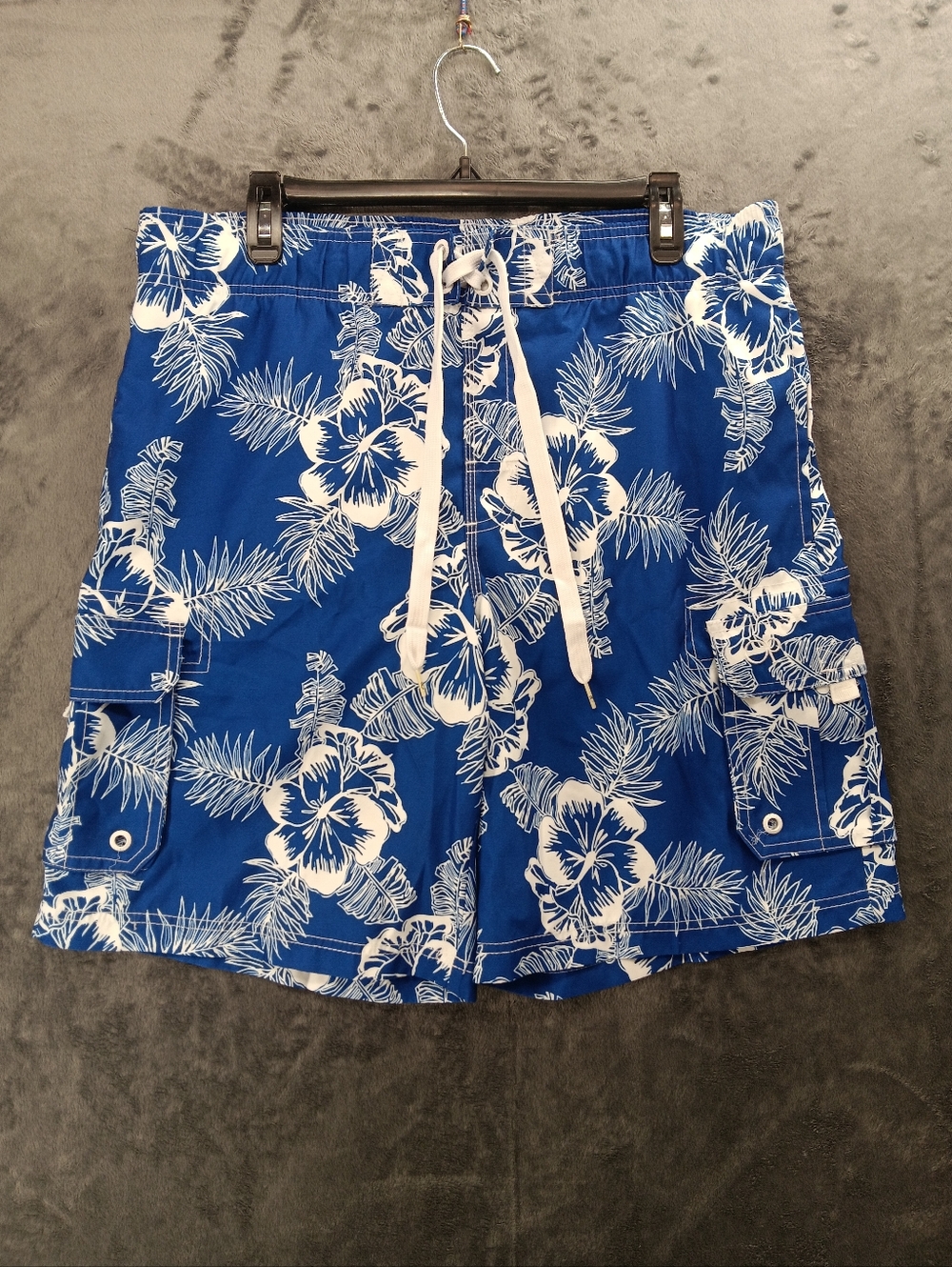 OP Swim Trunks Mens 32-34 Medium Blue Floral Board Shorts Surf Ocean Pacific
